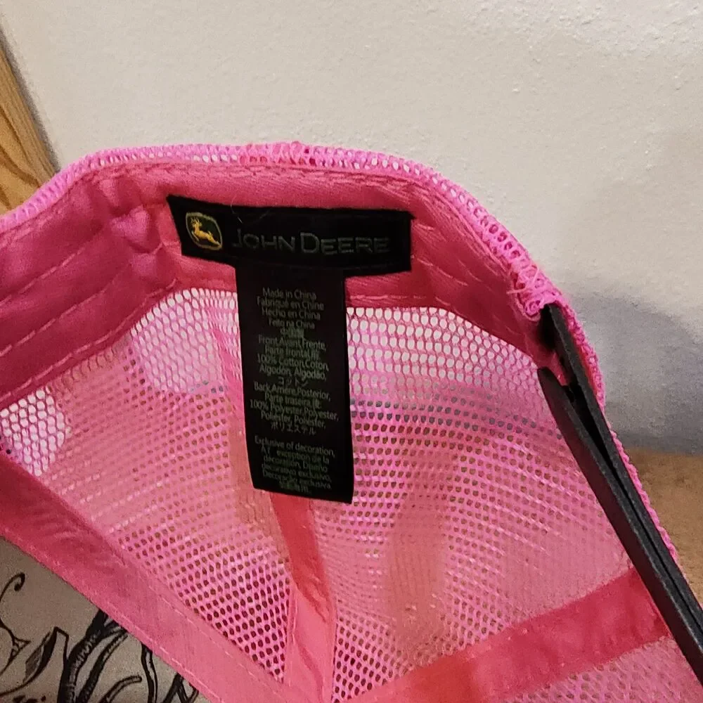 John Deere Camo/Pink Mesh Snap Back Hat Cap - Picture 6 of 8
